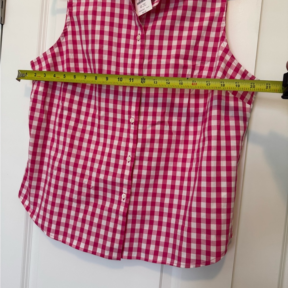 Brand New J.Crew Gingham Pink and White Checkered Sleeveless Shirt